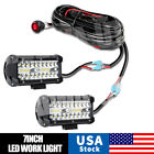2x 7inch LED Work Light Bar Flood Spot DRL Fog Lamp Offroad Driving Truck + Wire