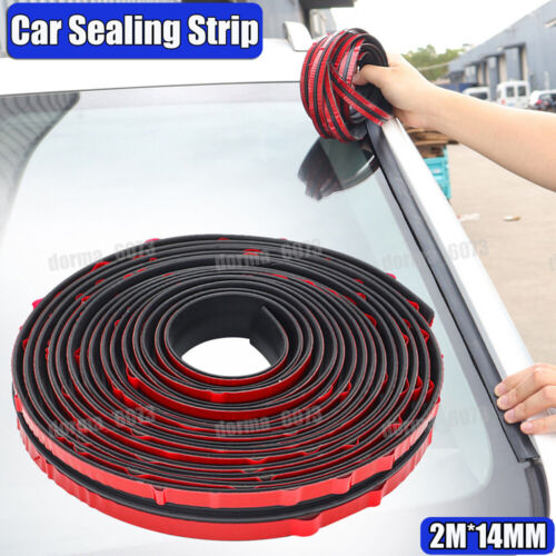 2M Black Car Windshield Panel Seal Strip Rubber Sealed Moulding Trim Accessories (For: Toyota Hilux)
