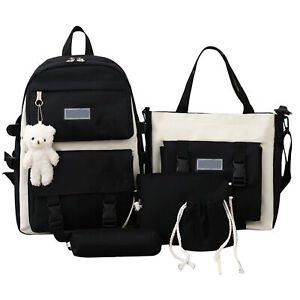 5pcs Aesthetic Backpack Set School Teens Girls Daypack Trendy Large Shoulder Bag