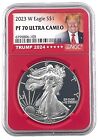 2023 W Silver Eagle Proof NGC PF70 Ultra Cameo - Red Core  Trump 2024 Label