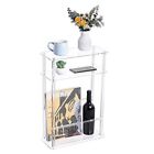 Acrylic Narrow End Table For Small Spaces Slim Side Table With Magazine Holder S