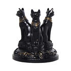Egyptian Cat Statue Bastet Cats Crystal Sphere Ball Stand Triple Goddess Display