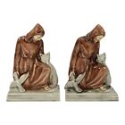 Rookwood 1945 Mid Century Modern Art Pottery St. Francis Ceramic Bookends 6883
