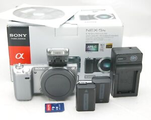 Sony Alpha NEX-5N 16.1MP Digital Camera Body With External Flash & 2 Batteries.