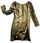 Akris Women's Metallic Gold Mulberry Silk Dress Long Sleeve Size 4