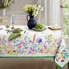 Easter Rectangle Tablecloth 60X84 Inch Spring Floral and Bunny Table Cloths Spil