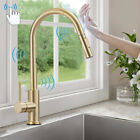 Brushed Gold Sensor Touch Kitchen Faucet Sink Pull Down Sprayer Swivel Mixer Tap