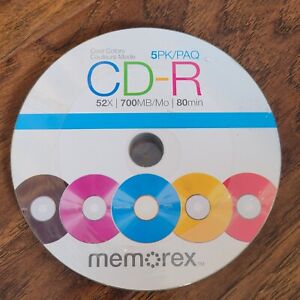 New ListingBRAND NEW SEALED Memorex CD-R 5-Pack Cool Colors 52X 700MB 80 min