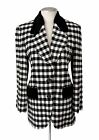 Vintage Crisca by Escada Blazer Black White Wool Faux Fur Trim Jacket Size 36 6