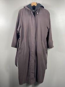London Fog Trench Coat Womens 8 Regular Dark Gray Hooded, Lined, Button Up
