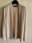 Magaschoni Women's 100% Cashmere Pale Yellow Open Front Cardigan Size S/M