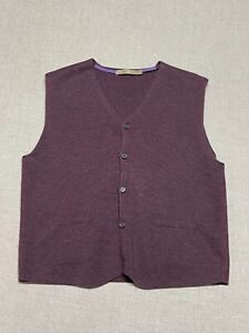 Raffi Cardigan Sweater Men's Large Maroon Merino Wool Knit V-Neck Pockets