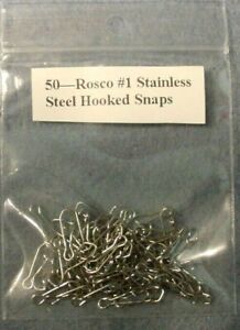 50 ~ U.S.A. Made Rosco #1 Stainless Steel Hooked Snaps Fishing Lure Line Snap