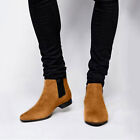 Mens Faux Suede Chelsea Chukka Dress Ankle Boots Casual Slip On Flat Shoes