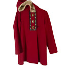 Urban Outfitters Kimche & Blue Size Medium Red 70% Wool Red Peasent Trench Coat