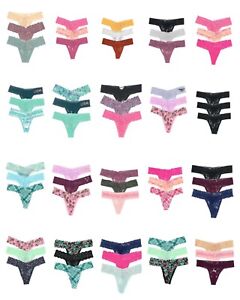 Victoria's Secret The Lacie Thong 3 Pack Bundle Lot S,M,Lg