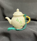 PRICE CUT! Belleek Irish China - Shamrock Weave Teapot Christmas Ornament - 2000