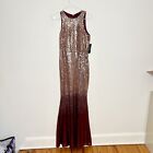 NWT Lulu’s Infinite Dreams Burgundy and Rose Gold Ombre Sequin Maxi Dress Gown S