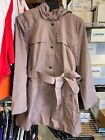 London Fog Collection Womens NEW ZIP FRONT HOODED TRENCH WITH BELT DAWN XL