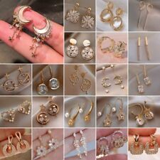 2022 Crystal Sliver Pearl Earrings Stud Dangle CZ Wedding Women Jewelry Gift