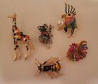 Brooch Pin Lot Animals Insects Jewelry Rooster Giraffe Bee Koala Parrot  E242