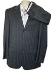 Samuelsohn Black/Dark Navy Striped Cashmere Wool 2pc Suit 38-40R 37x30 (t19)