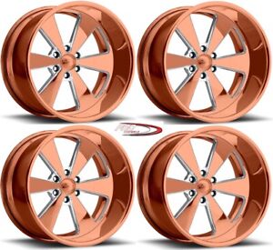 26 PRO BILLET WHEELS RIMS FORGED MUSCLE 6 DEEP LIP US AMERICAN LINE GOLD