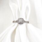 Twisted Shank Diamond Halo Engagement Ring in Size 9 (0.46 CTW) 14K White Gold