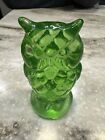 Green glass great horned owl figurine - Mosser - please read