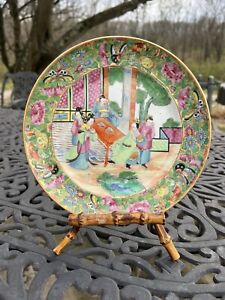 Antique Chinese Famille Rose Medallion Hand Painted Chinoiserie Porcelain Plate