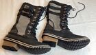 Sorel Tall Leather Boots 7 Lace Up Suede Tall Black Leather Goth