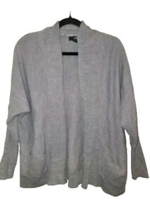 ANA Womens Size Large Soft Heather Gray Short Sleeve Cardigan Casual Comfy