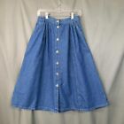 Vintage Classic Elements Denim Skirt Size 14 Button Front A line Midi 90s Modest