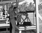 VINTAGE BW PHOTO NEGATIVE - Military Man At Gun Practice - Browning Machine Gun