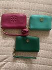 Tory Burch Zip Wallets Lot Of 3 Great Condition Green Turquoise Pink