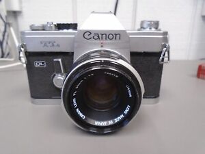 New ListingCANON TL QL 35mm Film SLR Camera with 50mm F1.8 FL lens Silver and Black