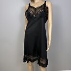Vintage Lady Love Size 40 Full Slip Dress Black Sheer Nylon Tricot Lace Chiffon