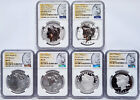 6 coin set 2023 morgan peace silver dollars ngc ms70 FR pf70UC FR and rp 70
