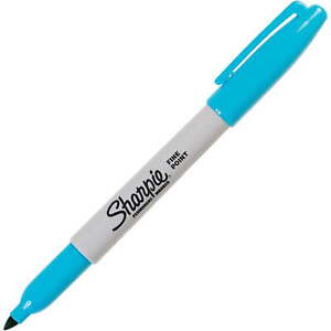 Sharpie Permanent Marker, Fine Point, Turquoise, Pack of 12
