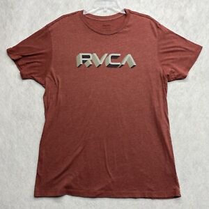 RVCA Men's T Shirt Adult XXL Orange Graphic Logo Short Sleeve Cotton Outdoor
