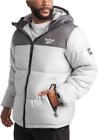 Reebok Mens Insulated Hooded Puffer Jacket XL Long Sleeves Zip Pockets Gray $165