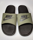 Nike Men's Benassi JDI Sandal Black Cargo Khaki Olive Green Size 14 *