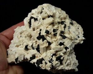 Black Schorl Tourmaline Crystals on Microcline Feldspar from Erongo, Namibia