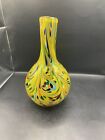 Multi Colored Cased Art Glass Vase Confetti Swirl 8.5 Inch Heavy