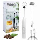 Rechargeable Electric Milk Frother Handheld Double Whisk Foam Maker Coffee Egg