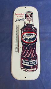 Vintage GRAPETTE Grape Soda Thermometer Tin Sign~50's Bottle Looks Awesome! LQQK