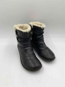 UGG Womens Caspia 1932 Black Leather Round Toe Shearling Boots Size 7