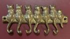 Brass Cat Key Holder Waggle Tails Hook Kitty Wall Mount Decoration 7.5