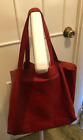 CELINE HORIZONAL CABAS OPEN TOTE BAG RED LEATHER REFURBISHED PREOWNED