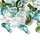 100x Transparent Glass Green Leaf Charm Spacer Beads for DIY Jewelry Making